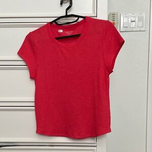 #0377 Red Cropped T Shirt Size L Brand American Eagle